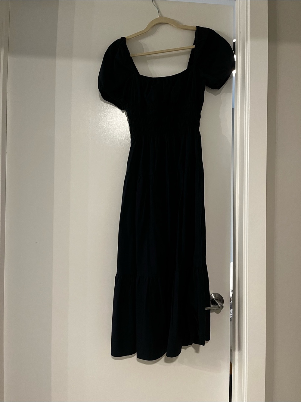 Aritzia Black Puff Sleeve Midi Dress